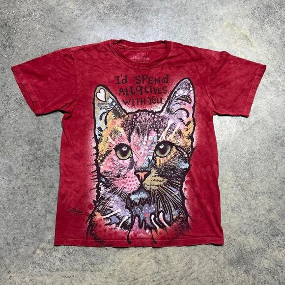 The Mountain Tops - The Mountain Tie-Dye I'd Spend All 9 Lives With You Cat Graphic Tee Size S